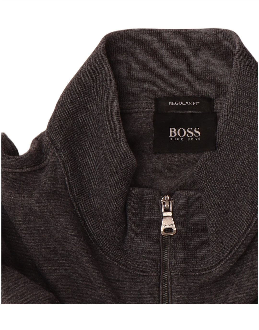 Hugo Boss Mens Zip Neck Regular Fit Moletom Jumper Grande Cinza