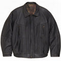 Jaqueta de couro masculina vintage solta EU 48 preto médio