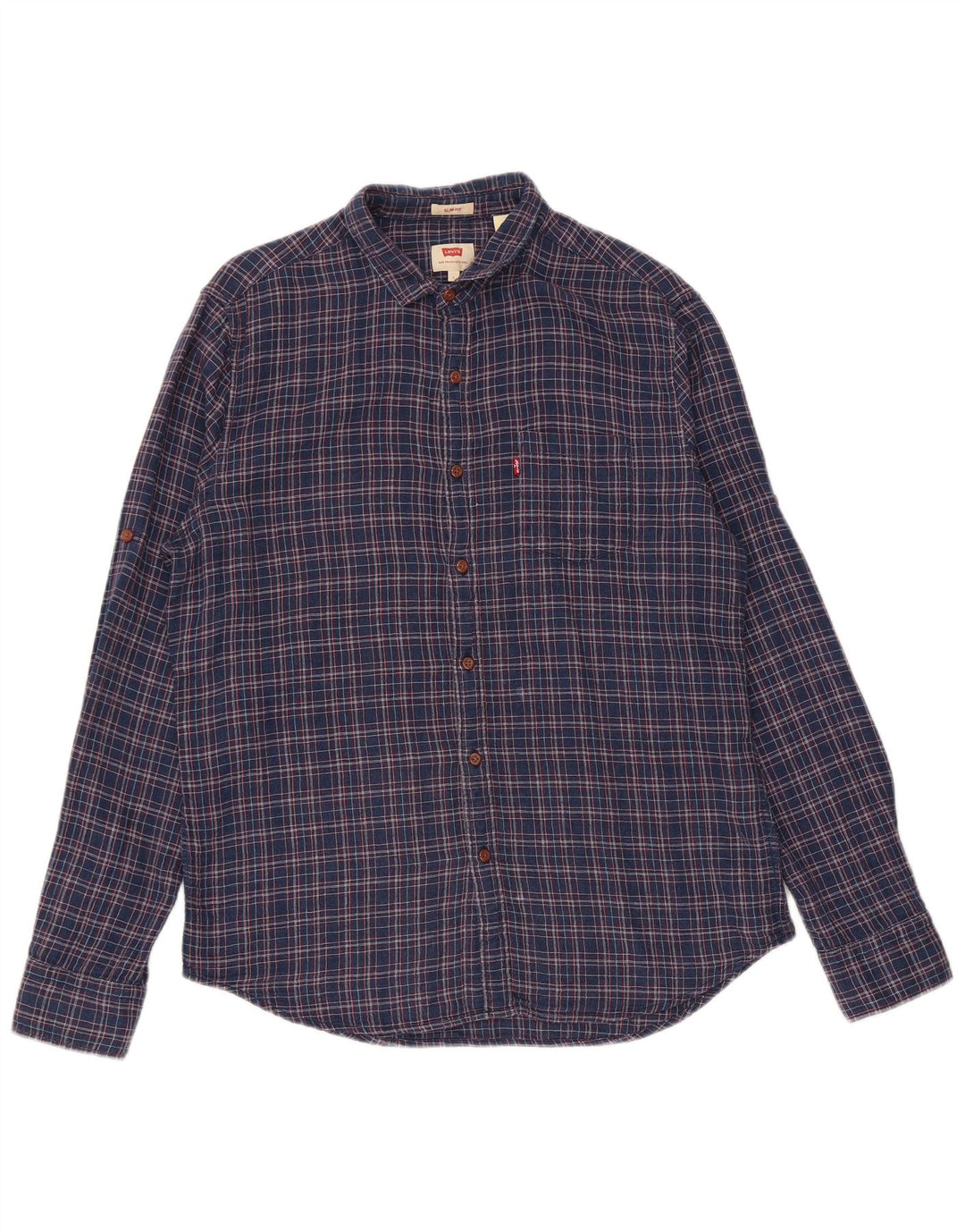Camisa masculina Slim Fit Levi's grande algodão xadrez azul marinho