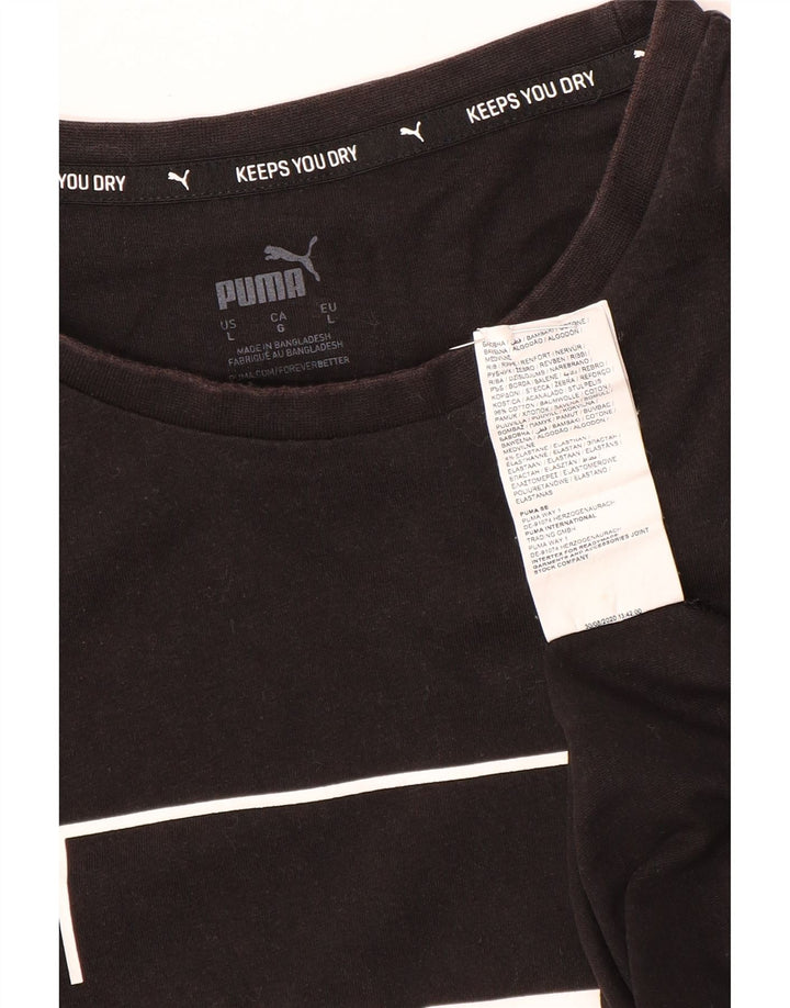 Puma Mens Graphic T-Shirt Top Grande Algodão Preto