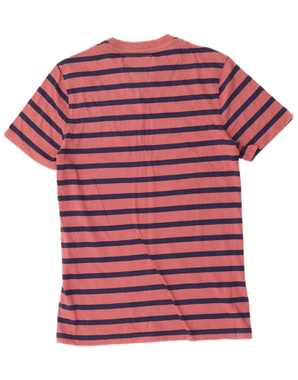 Camiseta masculina Crew Clothing Top pequeno algodão listrado rosa