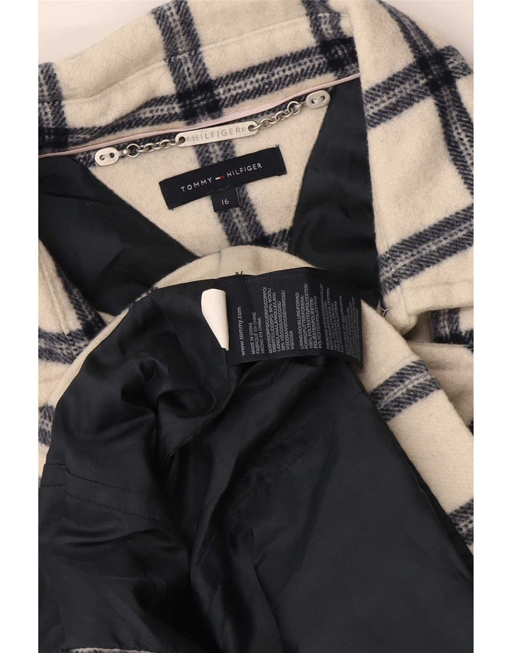 Tommy Hilfiger Casaco feminino ervilha 15-16 anos poliéster xadrez branco