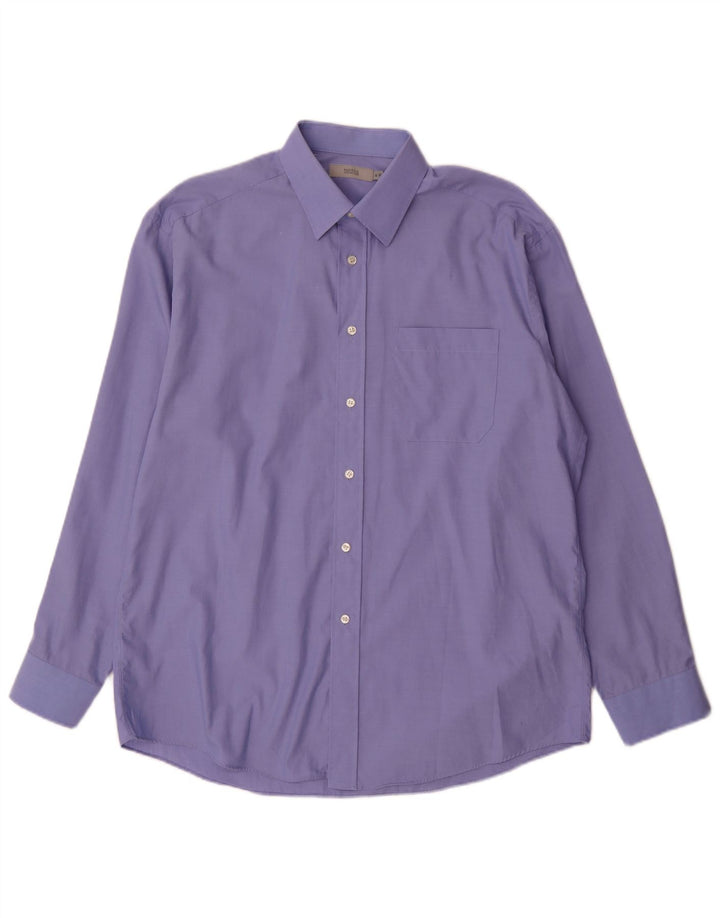 Camisa masculina Marks & Spencer tamanho 41 16 grande azul algodão clássico