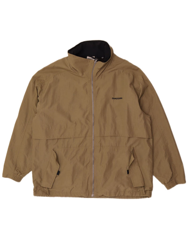 Jaqueta de chuva masculina Diadora com capuz e ajuste solto Reino Unido 36 pequena poliamida cáqui
