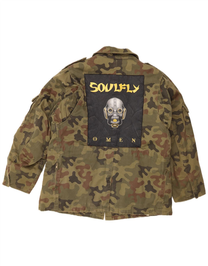 Jaqueta militar masculina vintage UK 38 camuflagem cáqui média