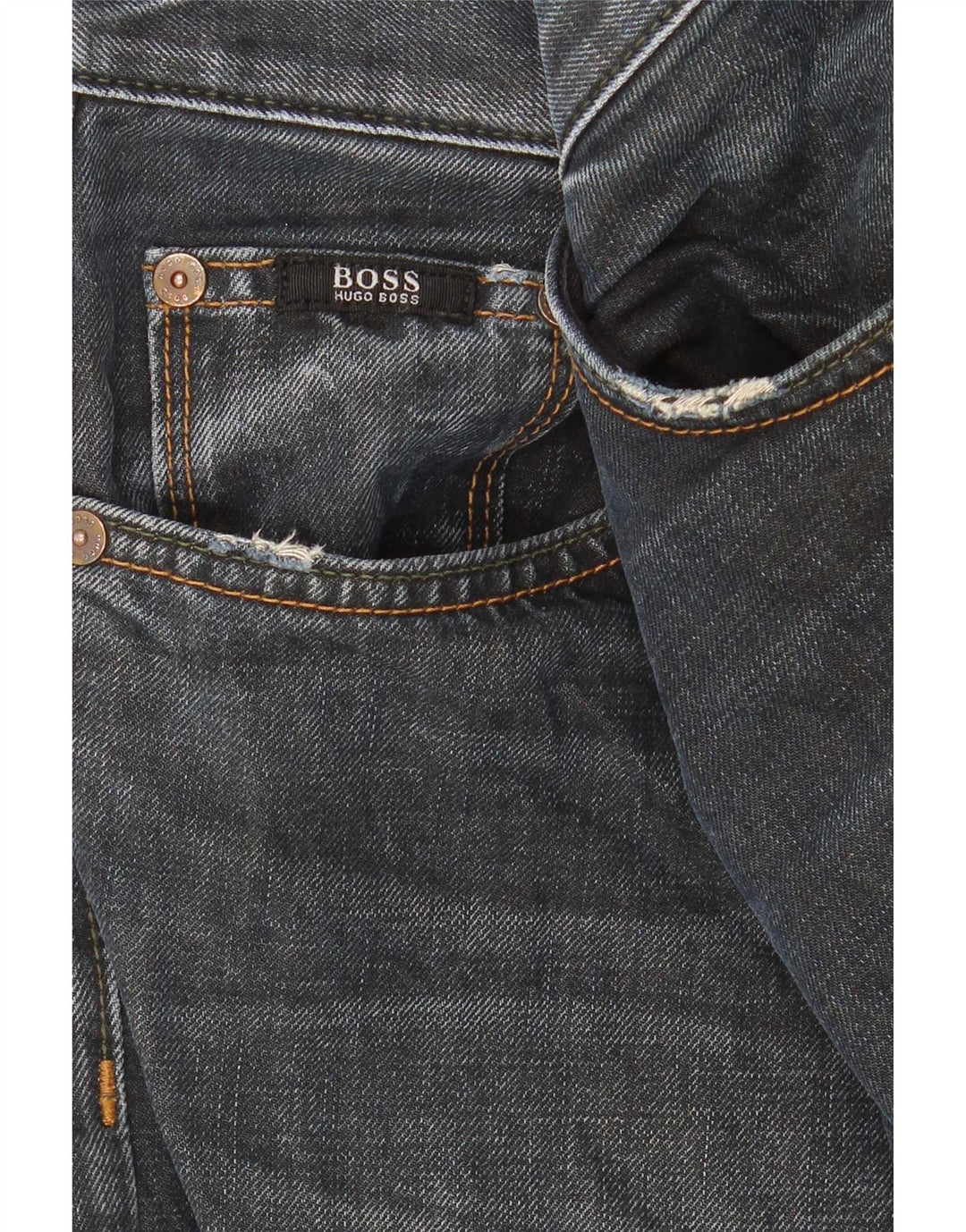 Hugo Boss Mens Straight Jeans W38 L32 Azul Marinho Algodão