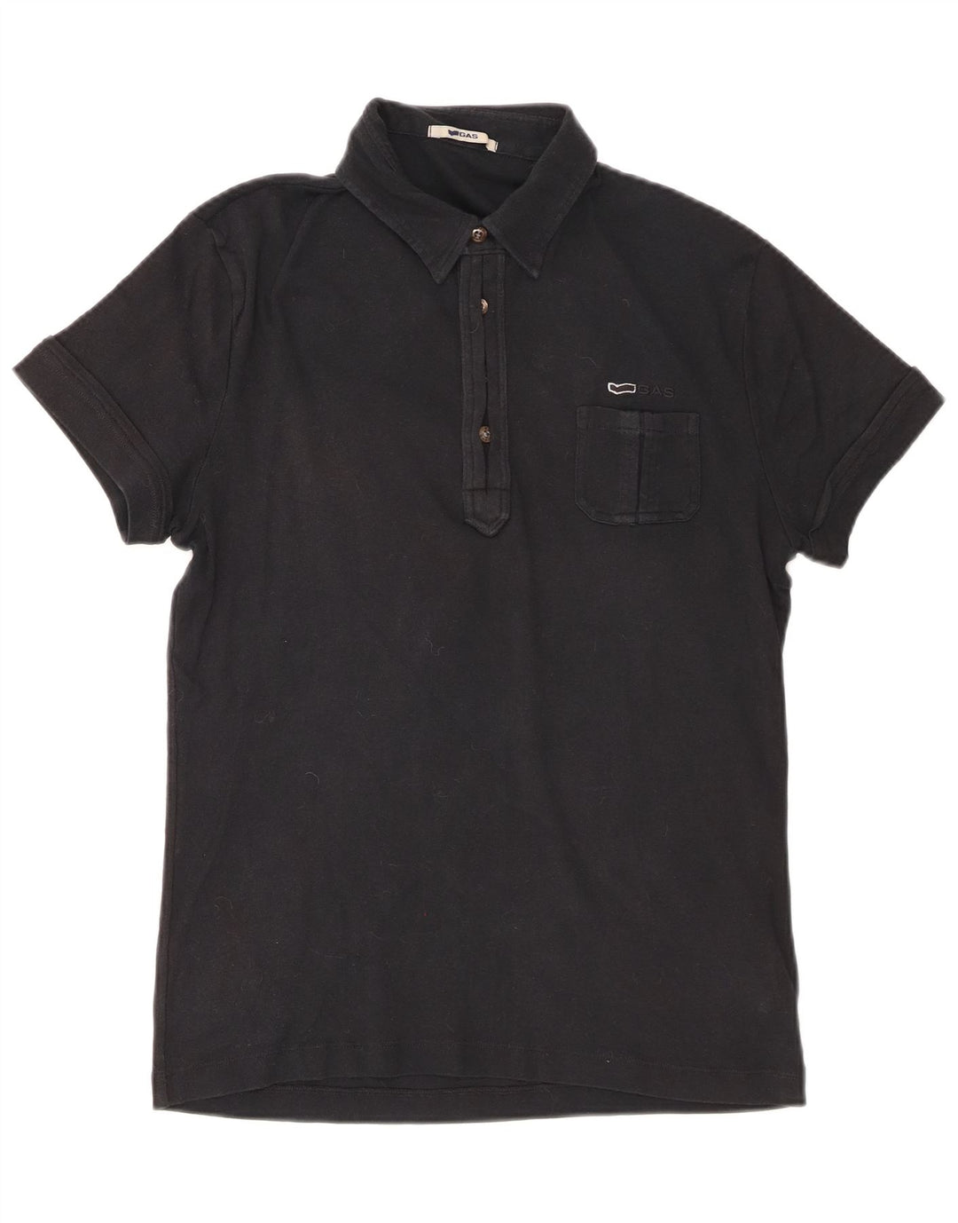Camisa polo feminina Gas UK 12 algodão preto médio