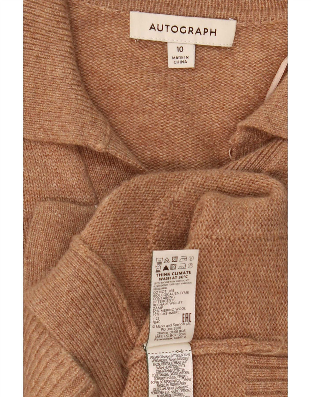 Suéter feminino Marks & Spencer Autograph Cardigan Reino Unido 10 pequeno bege
