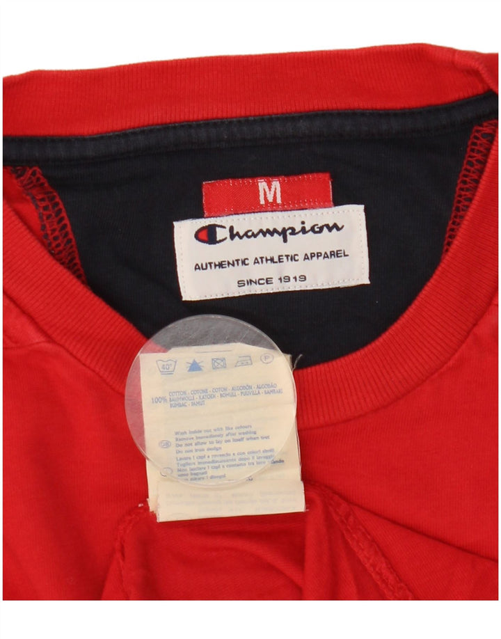 Camiseta masculina com estampa gráfica Champion, algodão colorblock vermelho médio