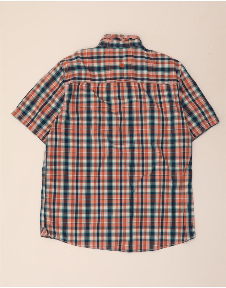 FAT FACE Mens Classic Fit Camisa de manga curta XL Algodão xadrez multicolorido