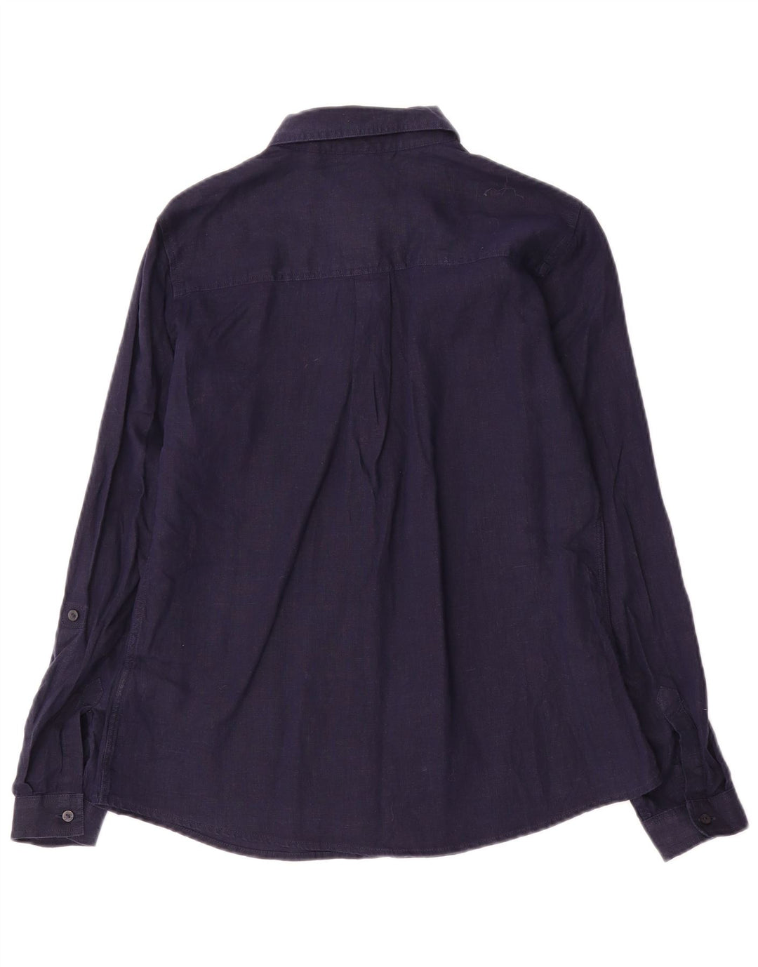 Camisa feminina Marks & Spencer Reino Unido 10 pequena linho azul marinho