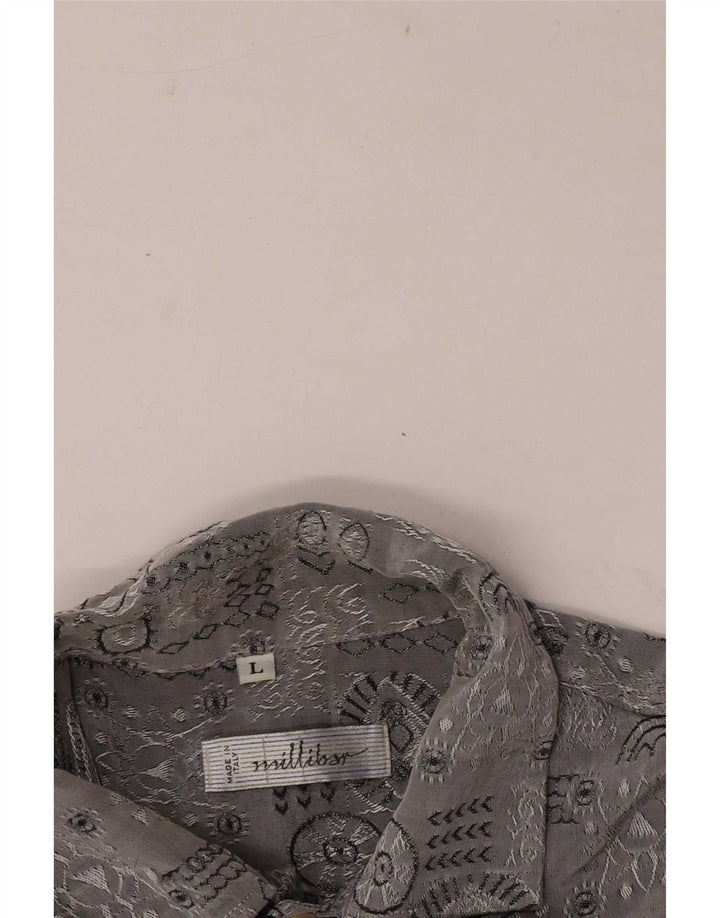 Camisa masculina de manga curta Millibar grande cinza geométrica