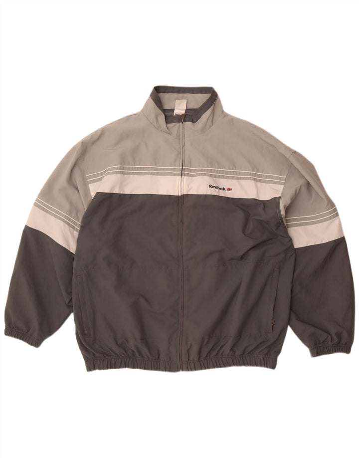 Jaqueta masculina Reebok Graphic Tracksuit Top grande cinza colorblock poliéster