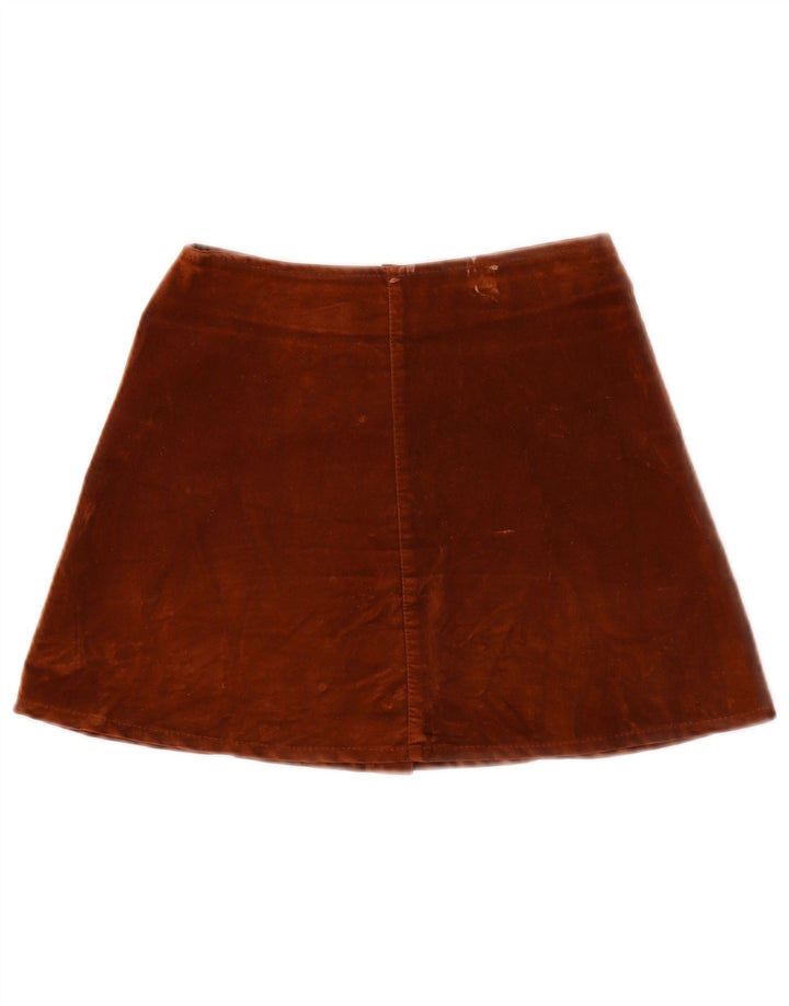 Mini saia vintage feminina em veludo W24 XS marrom poliamida