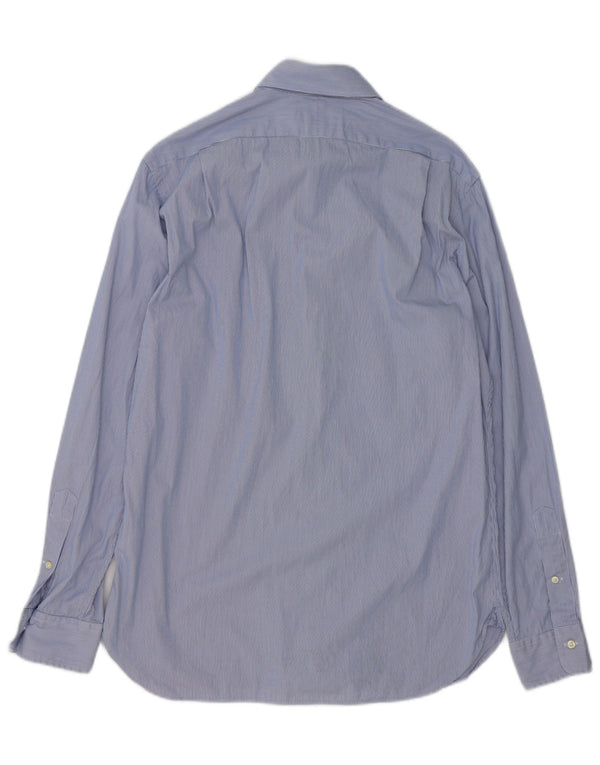 Polo Ralph Lauren Camisa masculina tamanho 39 15 1/2 algodão listrado azul médio