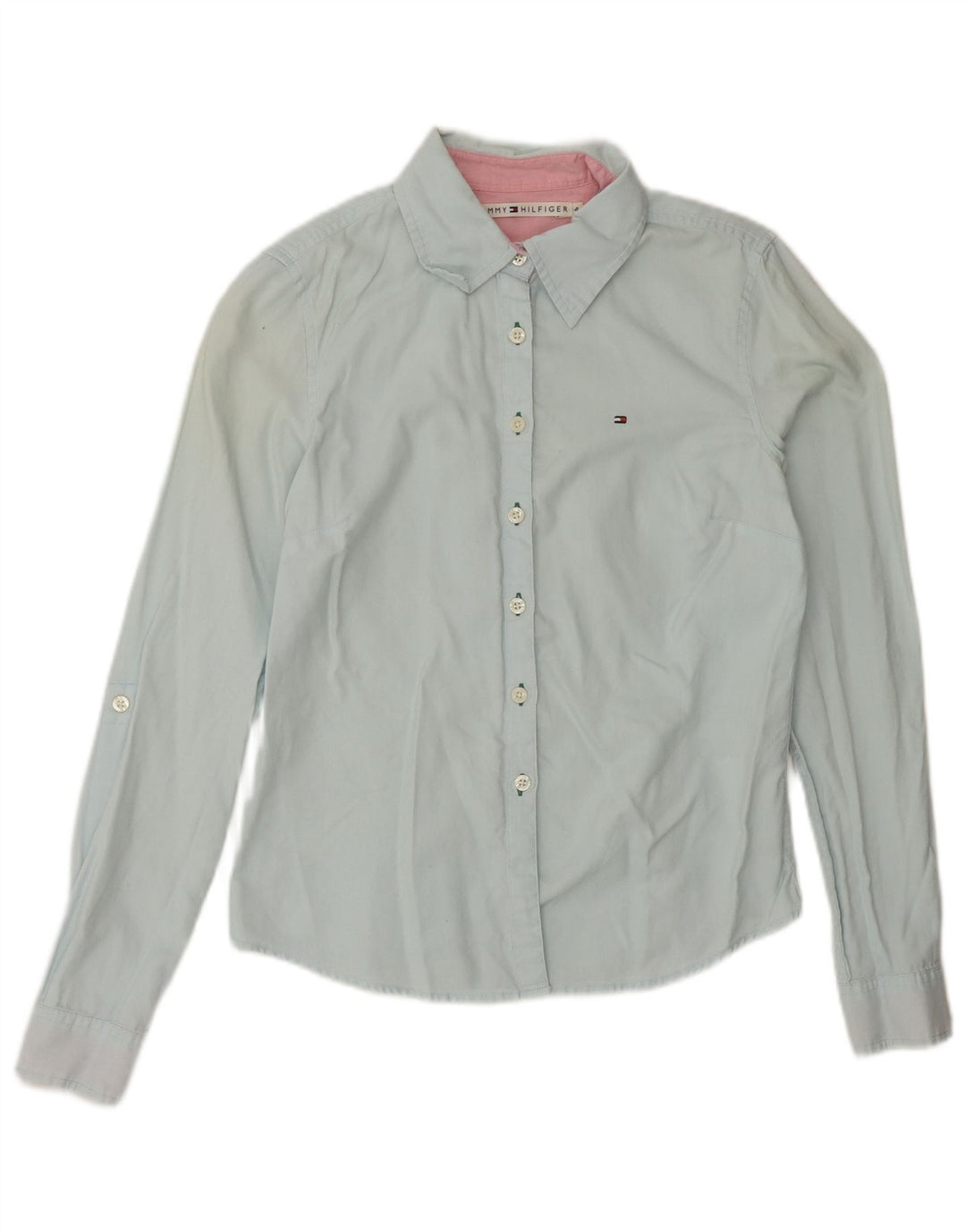 Camisa feminina TOMMY HILFIGER EUA 4 pequeno algodão azul