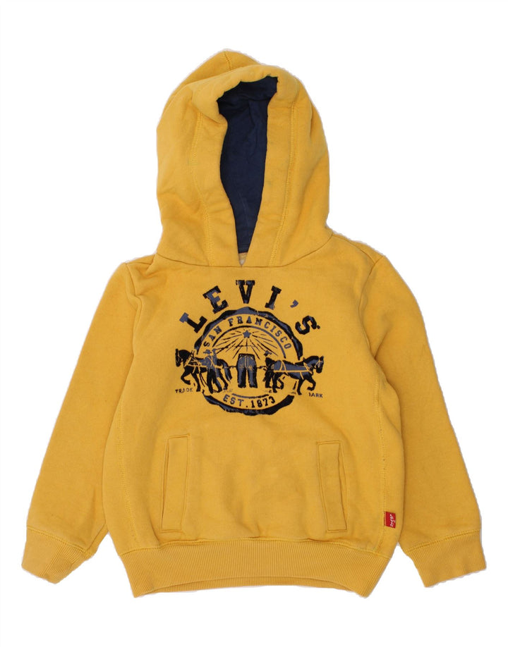 LEVI'S Boys Graphic Hoodie Jumper 4-5 Years Yellow Cotton Vintage Levi's and Second-Hand Levi's from Messina Hembry 