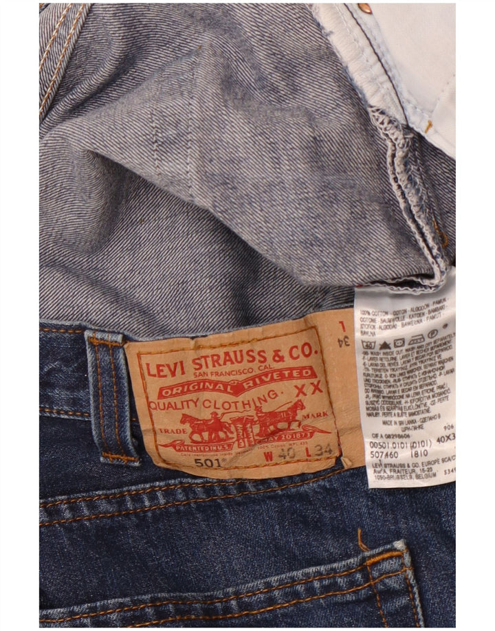 LEVI'S Masculino 501 Straight Jeans W40 L34 Azul Marinho Algodão