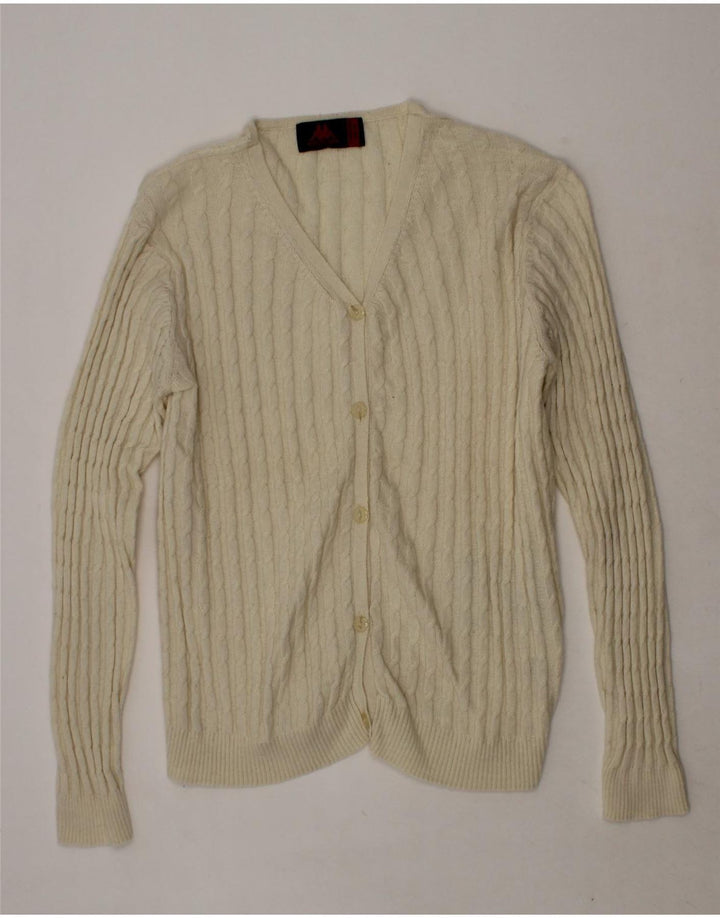 KAPPA Girls Cardigan Sweater 7-8 Years Off White Cotton Vintage Kappa and Second-Hand Kappa from Messina Hembry 