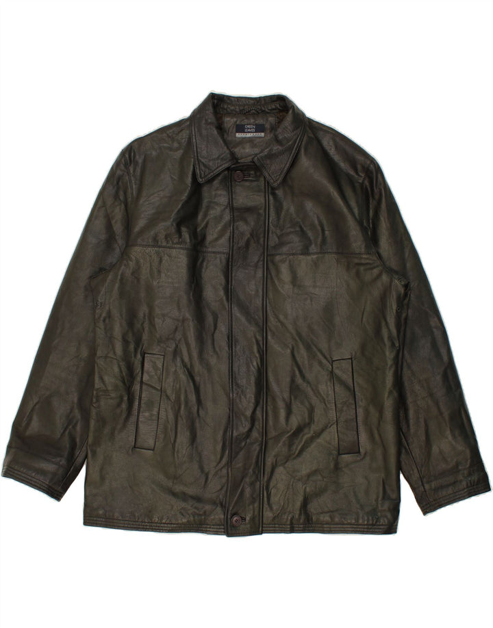 Jaqueta de couro masculina GREEN LEAVES UK 44 2XL couro verde