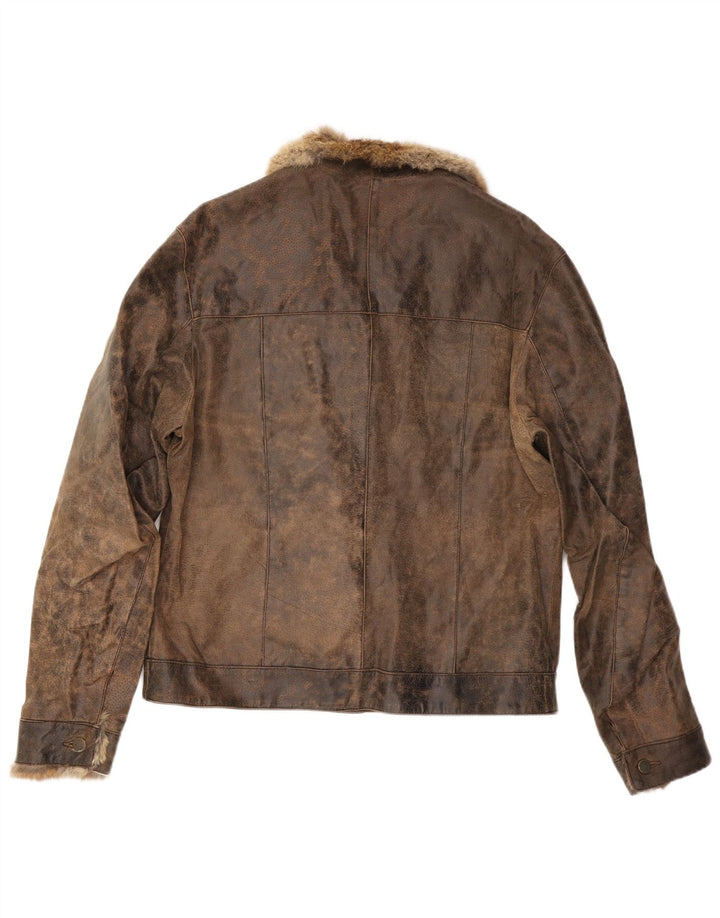 Jaqueta de couro masculina MAYS Reino Unido 40 grande couro marrom
