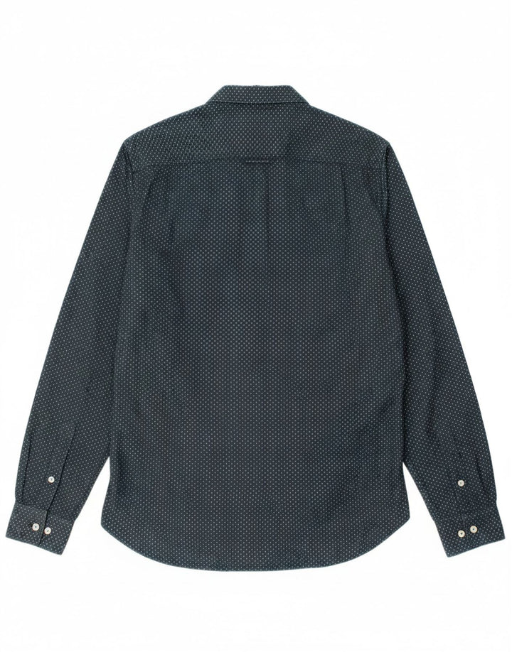 Camisa masculina SUPERDRY pequena algodão manchado azul marinho