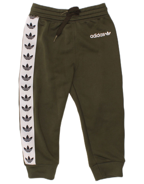 Calças de treino gráficas Adidas para meninos 18-24 meses cáqui colorblock