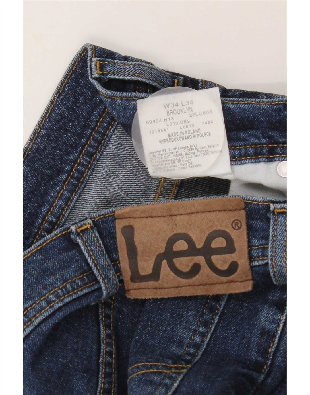 Lee Mens Brooklyn Straight Jeans W34 L30 Azul Marinho Algodão