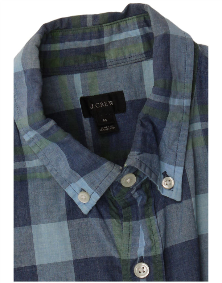 J. CREW Camisa masculina de manga curta xadrez azul marinho médio