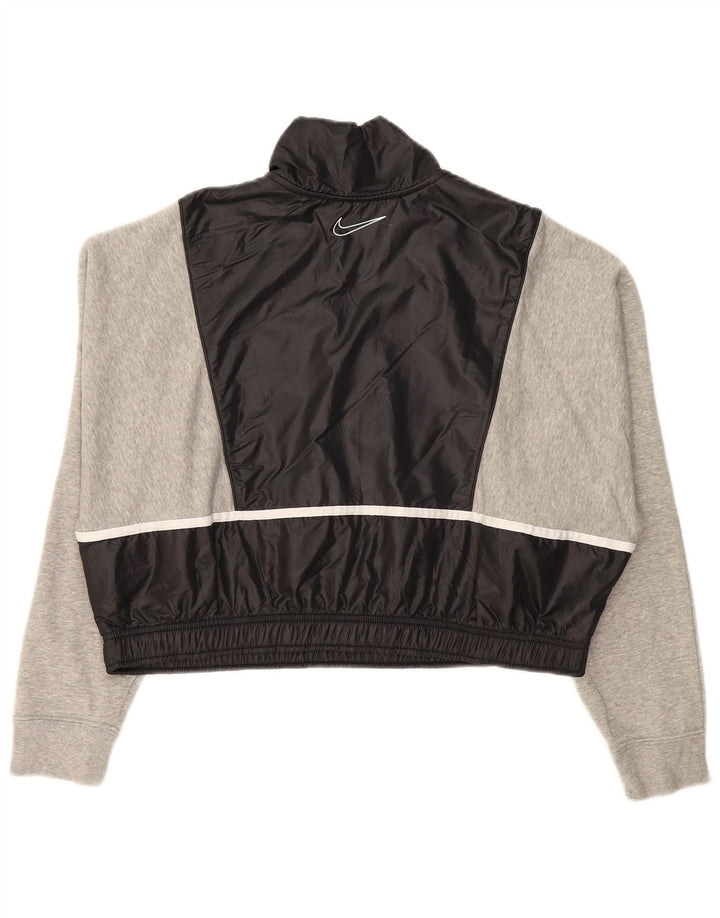 NIKE feminino oversized crop moletom jumper UK 16 grande cinza colorblock