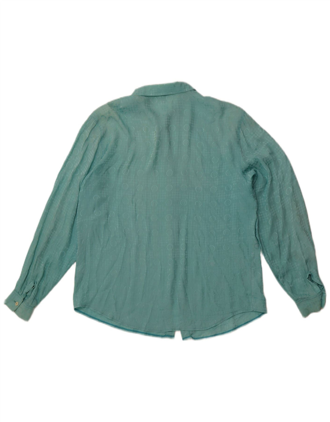 Blusa feminina VINTAGE IT 48 XL azul geométrico acetato