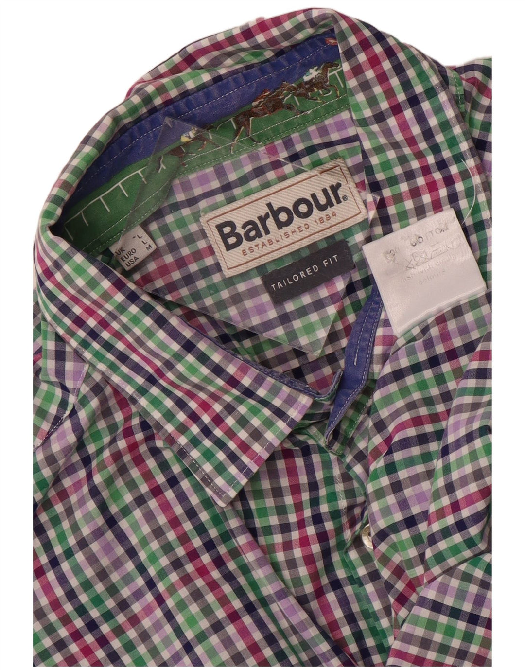 Camisa masculina Barbour Tailored Fit grande algodão xadrez multicolorido