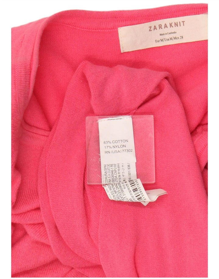 Zara Suéter feminino oversized com gola canoa Reino Unido 14 médio rosa
