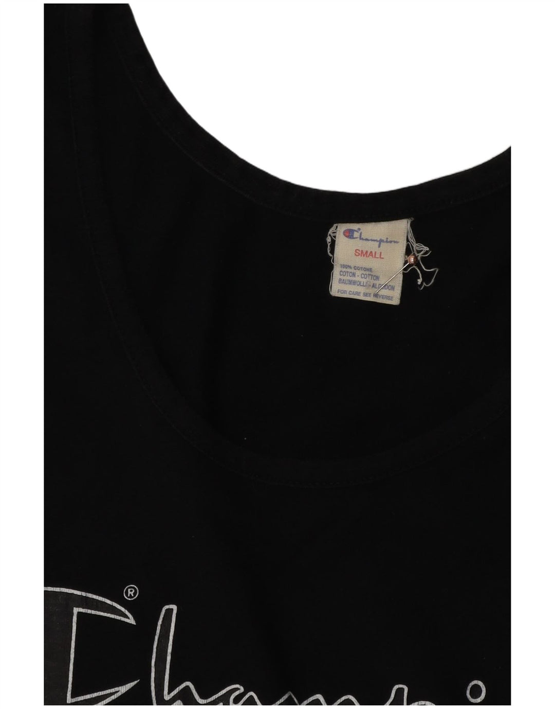 CHAMPION Top feminino com colete gráfico UK 10 pequeno algodão preto