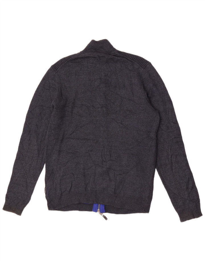 Suéter cardigã masculino Ted Baker tamanho 3 poliéster azul marinho médio