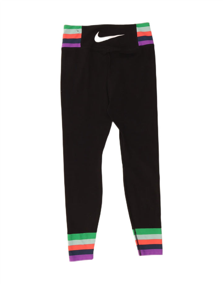 Leggings femininas Nike Dri Fit Graphic pequenas listradas pretas de poliéster