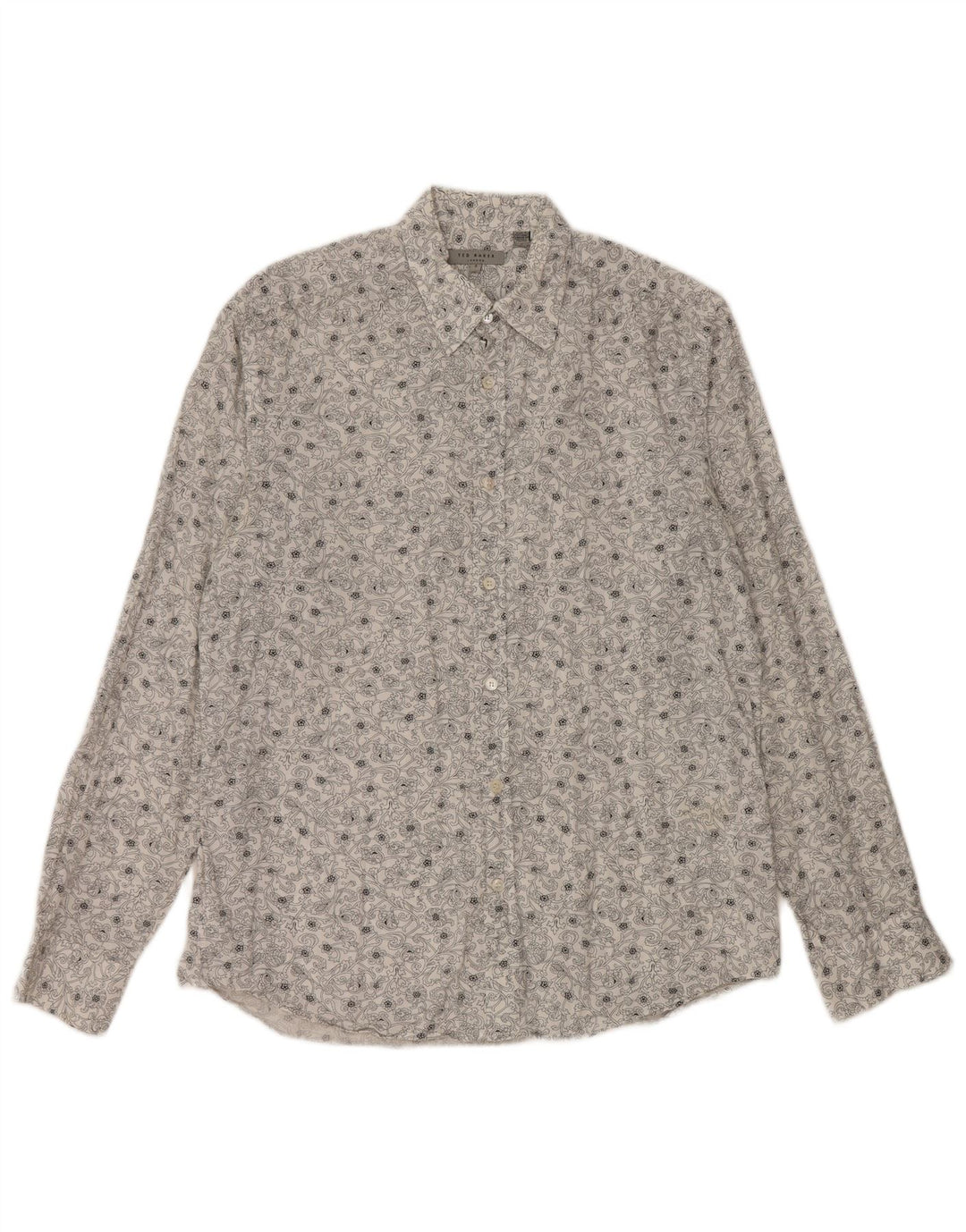 Camisa masculina TED BAKER tamanho 3 algodão floral branco médio
