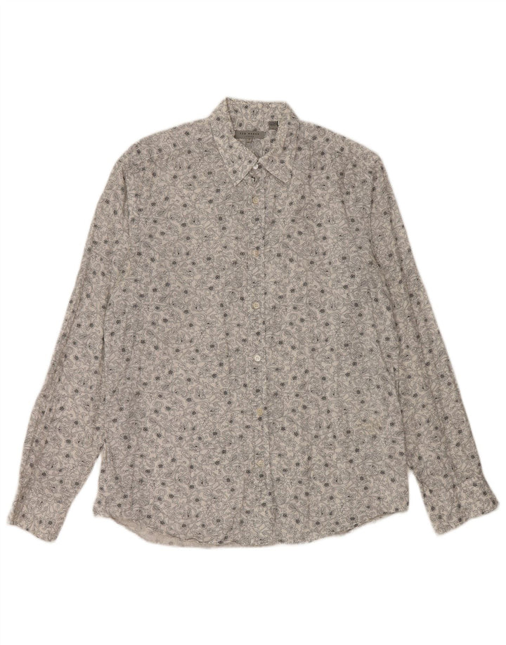 Camisa masculina TED BAKER tamanho 3 algodão floral branco médio