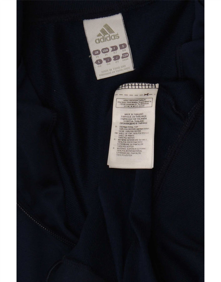 Adidas Womens Tracksuit Top Jacket UK 14 Médio Azul Marinho Poliéster