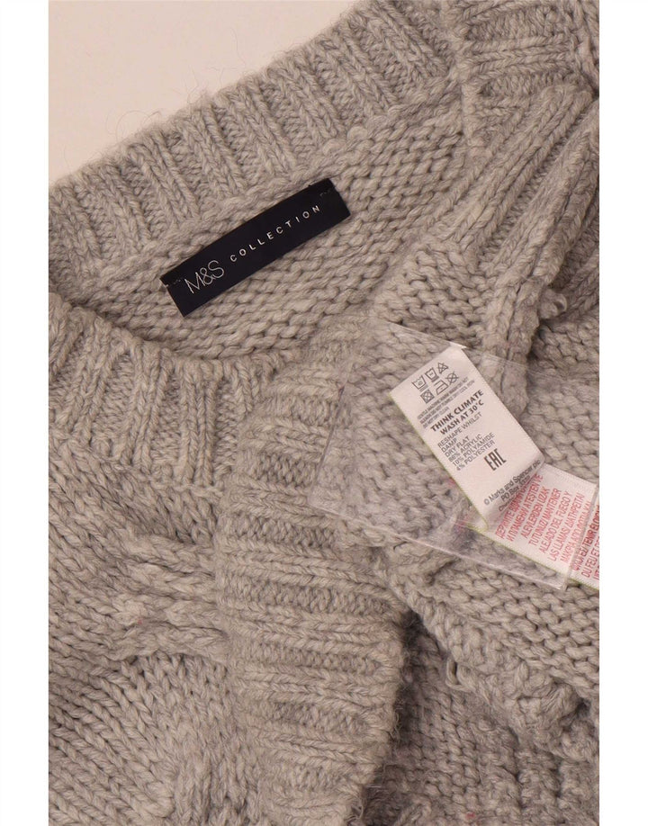 Marks & Spencer Suéter feminino oversized com gola redonda Reino Unido 10 pequeno cinza
