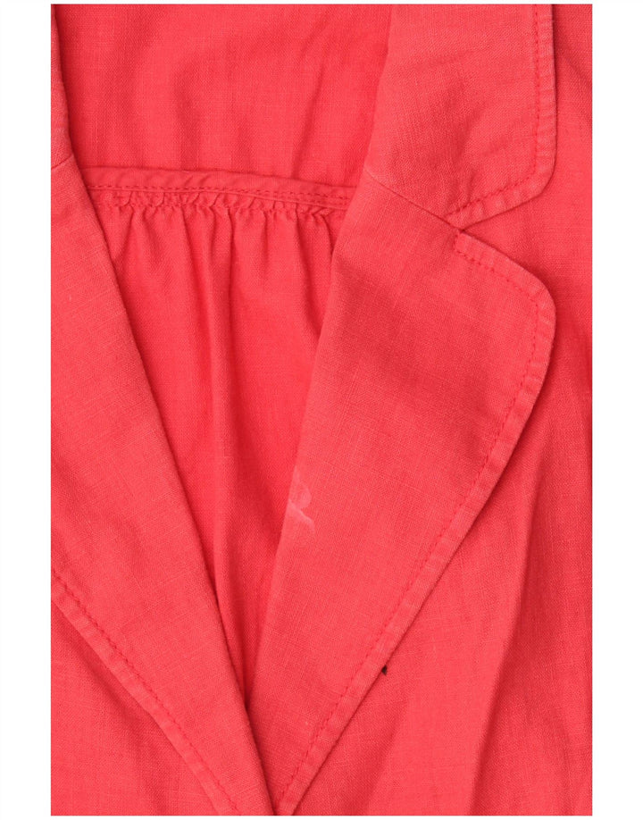 Jaqueta blazer feminina Marks & Spencer manga 3/4 1 botão Reino Unido 18 XL linho vermelho