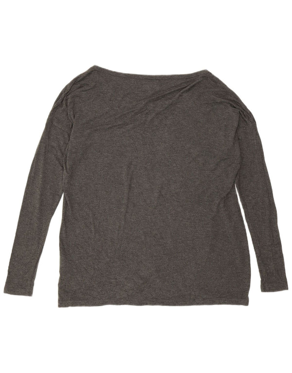 Gaudi Top gráfico feminino oversized manga comprida Reino Unido 10 viscose cinza pequena