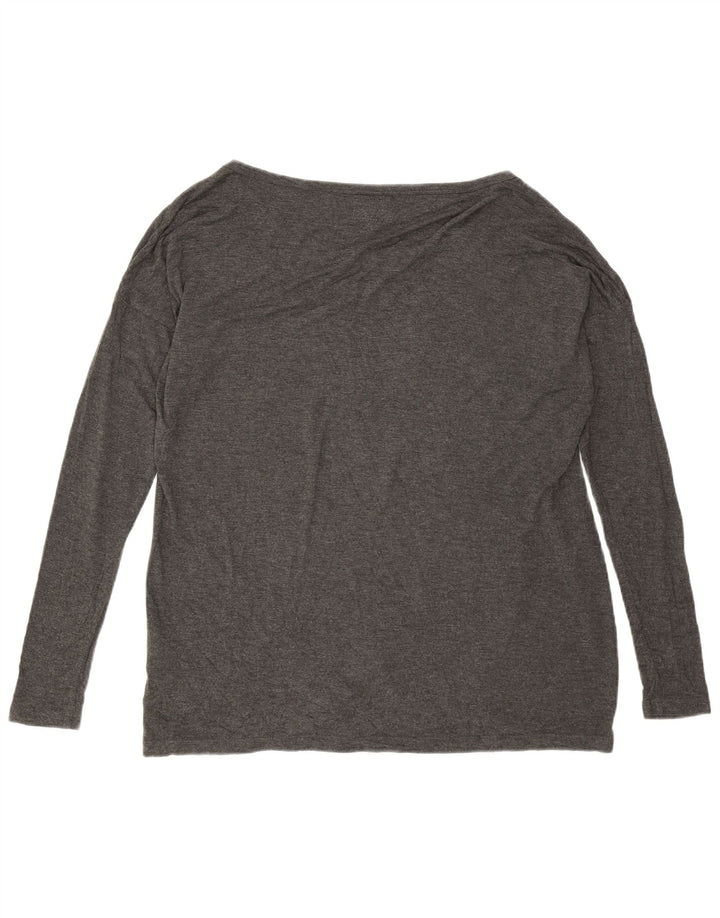 Gaudi Top gráfico feminino oversized manga comprida Reino Unido 10 viscose cinza pequena