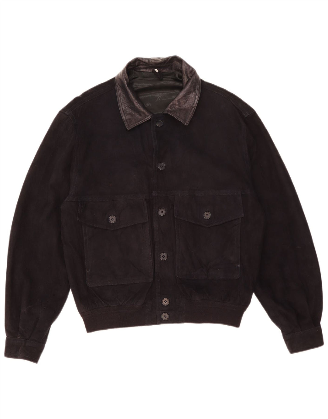 Jaqueta bomber masculina vintage de camurça IT 52 XL couro preto