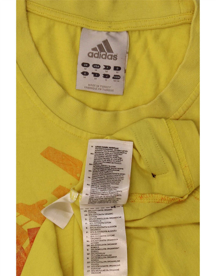 Adidas Mens Graphic T-Shirt Top Médio Algodão Amarelo