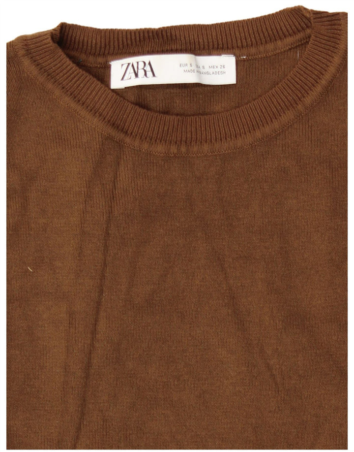 Zara Womens Crop Vest Tank Top Reino Unido 8 Pequeno Marrom