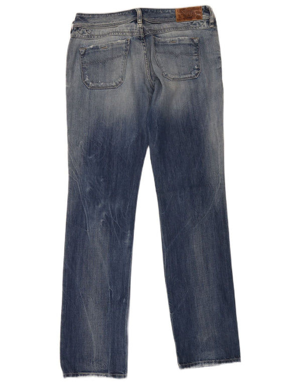 Jeans retos femininos diesel desgastados W28 L32 algodão azul