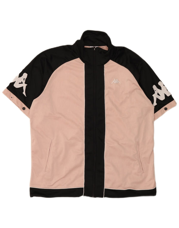 Kappa Mens Graphic Manga Curta Treino Top Jaqueta XL Rosa Colorblock