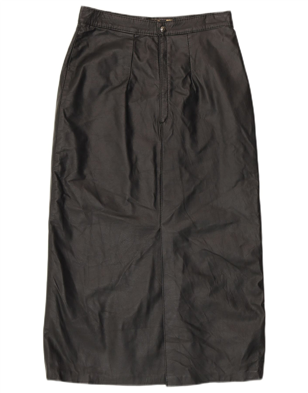 Saia de couro de cintura alta feminina vintage EU 42 couro preto grande