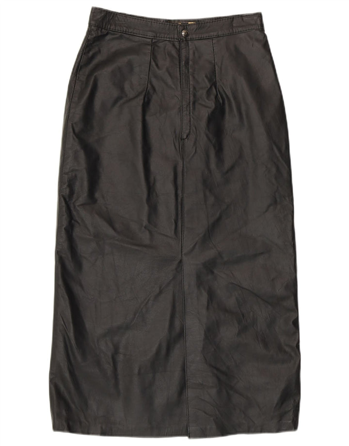 Saia de couro de cintura alta feminina vintage EU 42 couro preto grande